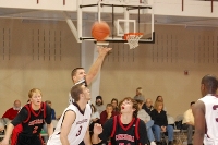 Jeff Appleman takes the first tipoff in the Pfeil Center.