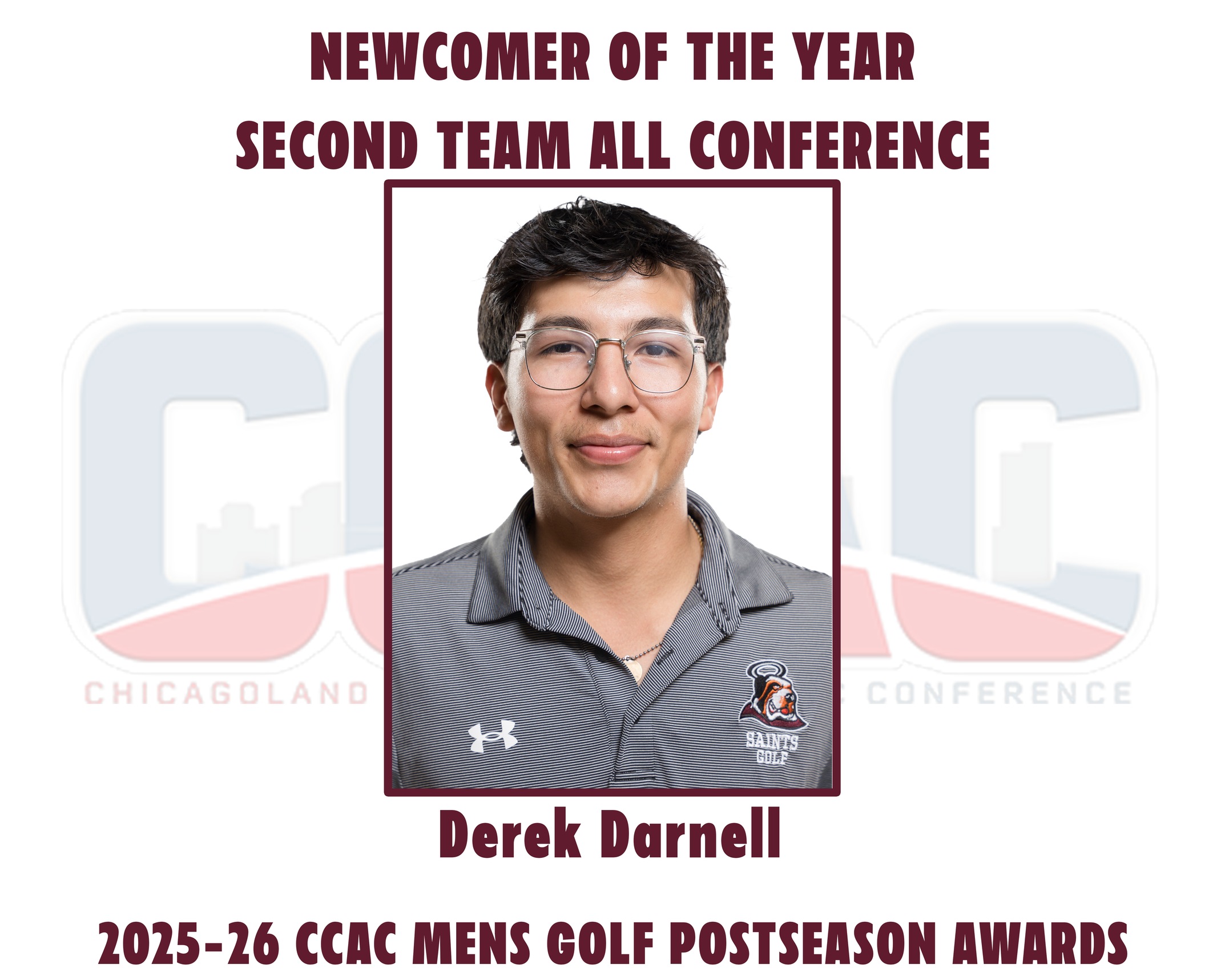Freshman Derek Darnell Earns CCAC Newcomer of the Year Honors for Saints Men&rsquo;s Golf